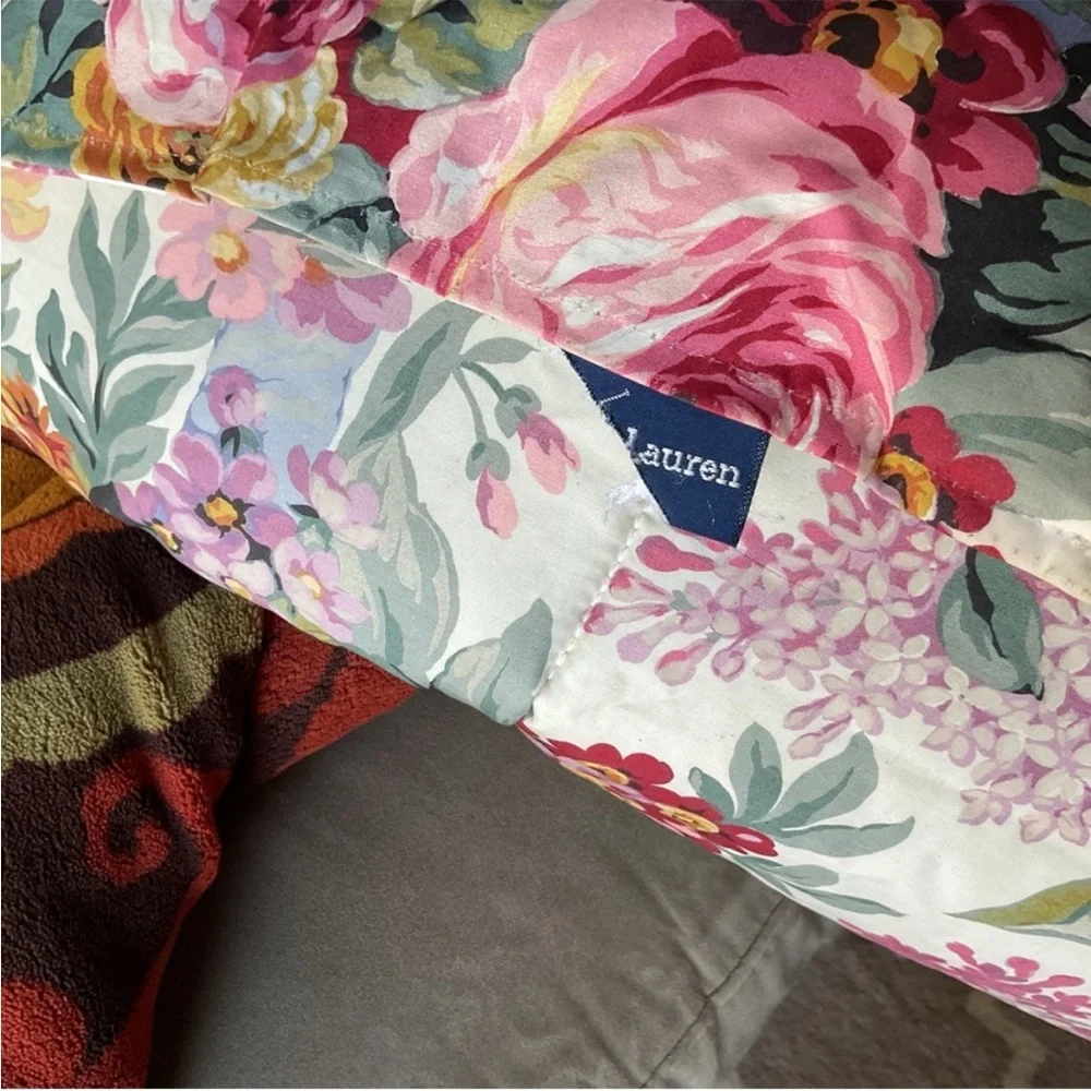 Vintage Ralph Lauren Allison floral king comforter 100% cotton blanket rare